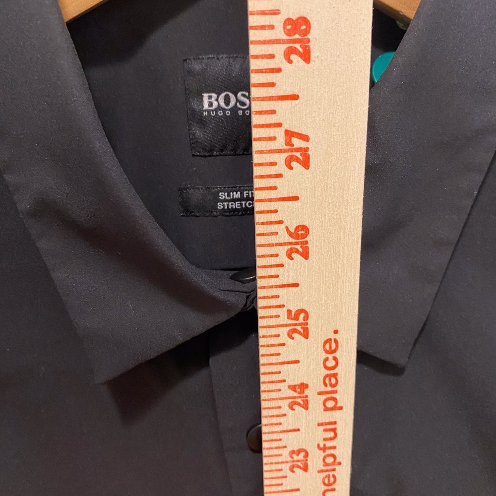 Hugo Boss Athleisure Slim Fit Stretch Shirt Black Snap Front 50452852 Mens M - Picture 7 of 9